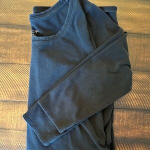 Liz Lange maternity S/P black rouched fitted long sleeve dress